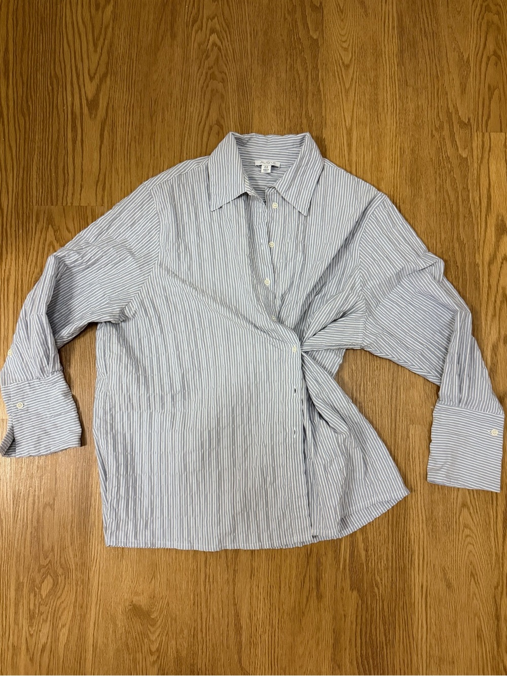 Aligne Hakeem Wrap Shirt in Blue and White Stripe - Picture 7 of 7